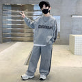 Boys' fall outfit set  new kids' spring/autumn stylish casual tracksuit, trendy hoodie for older boys