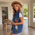 European and american cross-border foreign trade women's clothing  independent station washed button color matching slimming lookeasiest for match denim vest