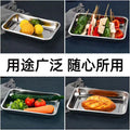 Thickened304 stainless steel square plate rectangular tray hotel restaurant dinner plate barbecue restaurant rice roll deep square plate