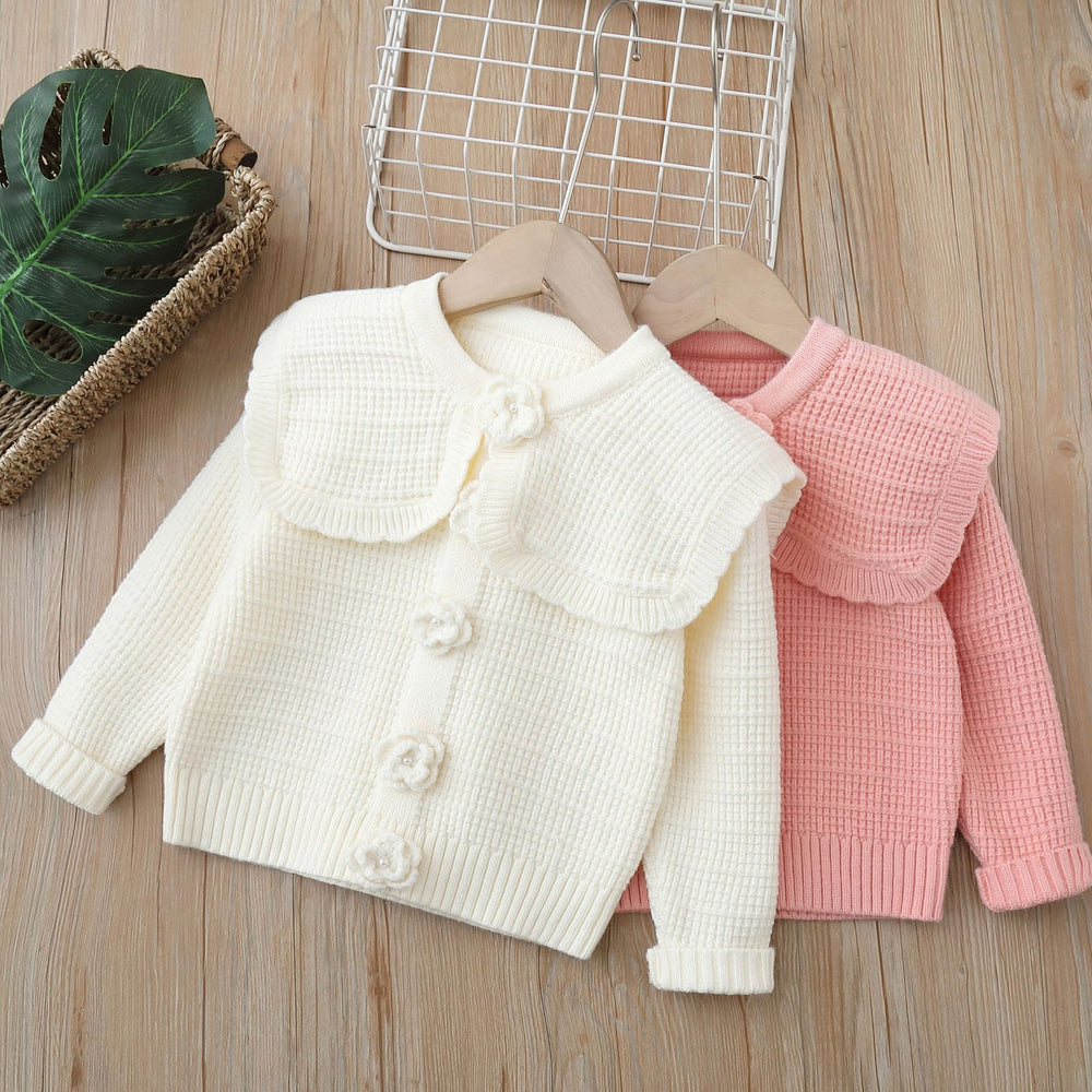 Girls' cardigan sweater, new autumn/winter  collection, children's knitted outerwear, baby girl's single-piece dropshipping handmade wool sweater
