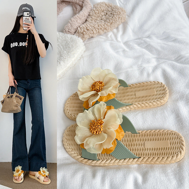 New arrival fairy style slippers for women summeroutwearfashionnon-slipelegance flower beach shoes sunflower vacation flip-flops
