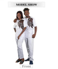 e-commerce  ready-made men's short-sleeved + trousers two-piece set for couples