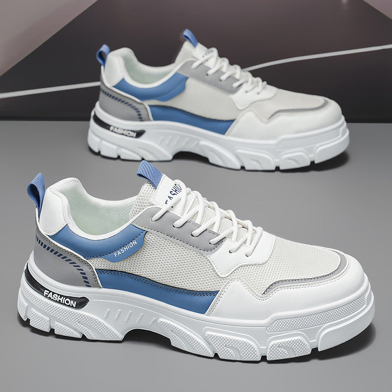 Men's 2026 spring new mesh breathable athletic casual shoes - youth trendy versatile chunky sole skate shoes