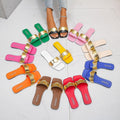 new flat slippers, plus size macaron gold trim, indoor/outdoor one-strap beach casual women's slippers