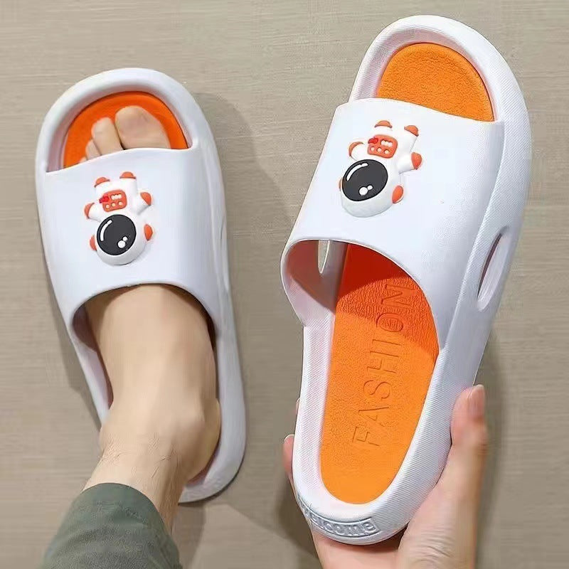 New summer casual men's slippers cartoon astronaut korean trendy indoor home bathroom bath slippers couple