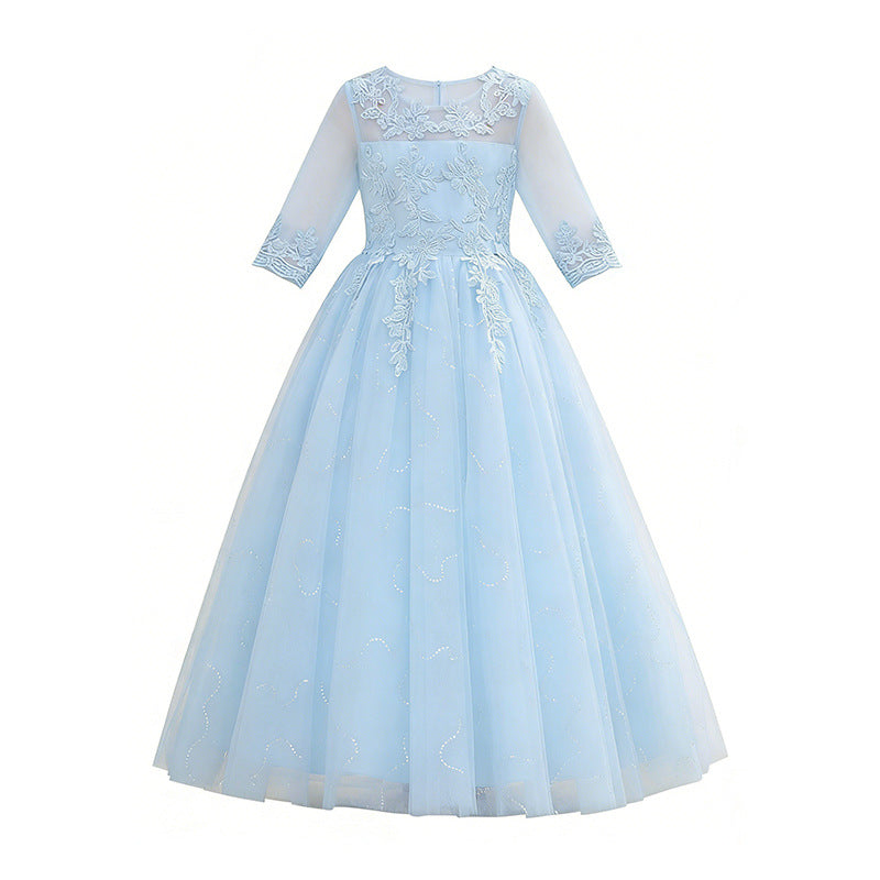 export girls' dresses: lace-trimmed, bestselling flower girl wedding dresses, runway-ready, piano performance outfits with three-quarter sleeves
