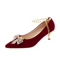 Wedding shoes for women with thick heels 2023fall and winternew arrival bride red non-tiring feet wedding dress xiuhe two-piece suit
