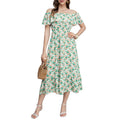 listing: new  women's original elegant ruffle off-the-shoulder printed dress
