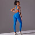 Processing personalized tight pure colorall-in-one jumpsuit aerial beauty back yoga wear seamless breathable long jumpsuit
