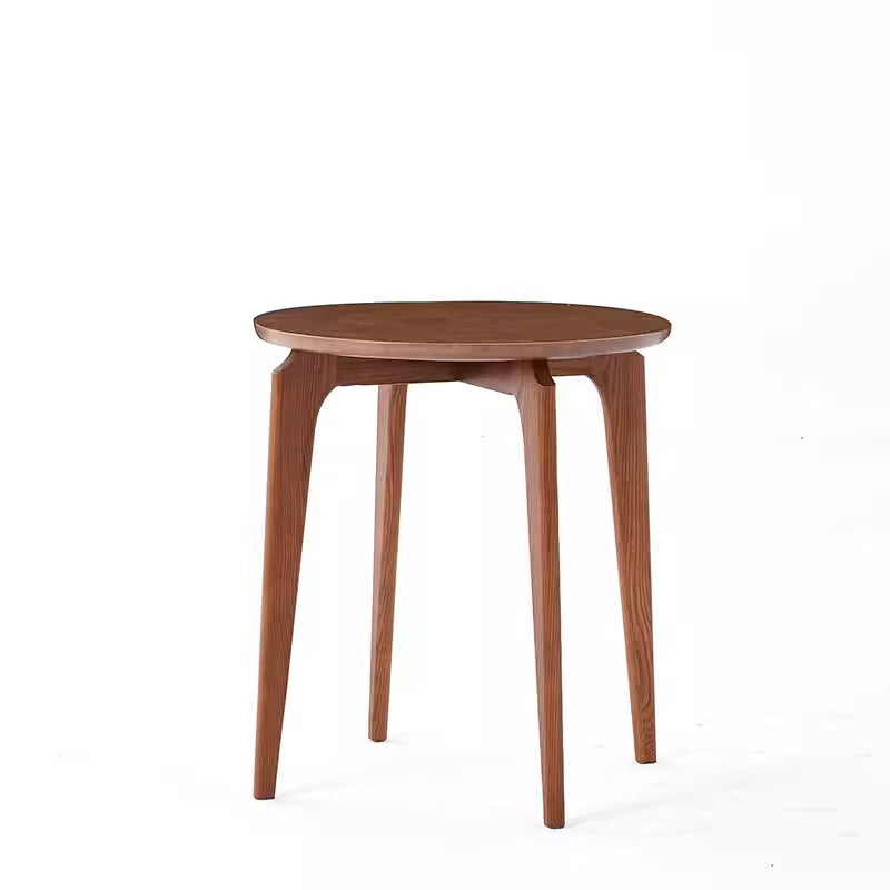 Scandinavian solid wood small coffee table ash wood round side table small apartment living room sofa side table balcony mini round table