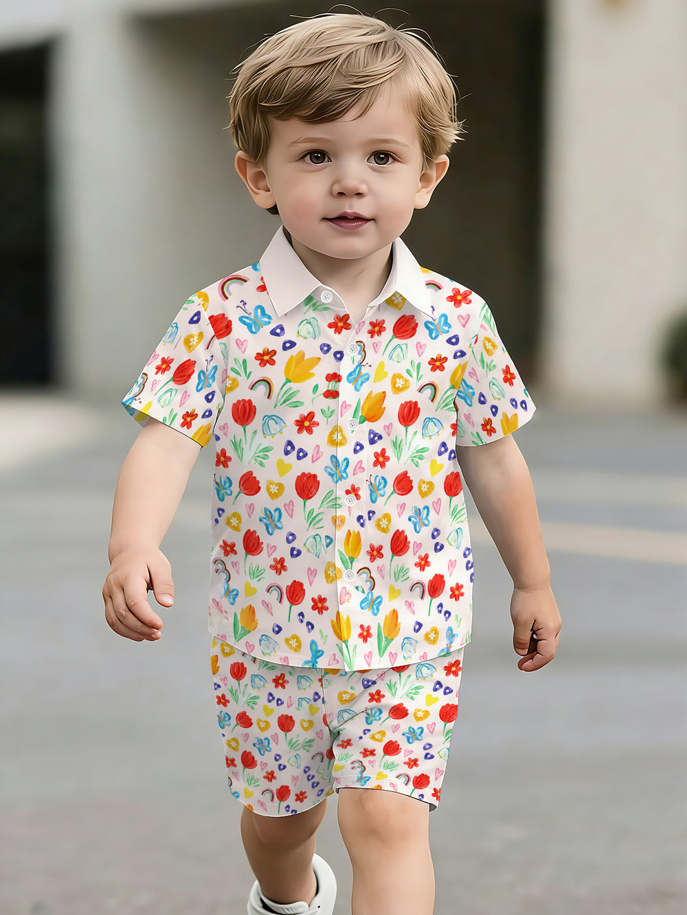 hot-selling children's short-sleeved shirt set, casual shirt set, summer simple stripes, dropshipping available