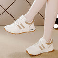 Women's athletic sneakers - cotton-lined, leather upper, fleece-lined for extra warmth - new autumn 2025 collection - chunky sole, non-slip, lightweight casual shoes - women's cotton shoes
