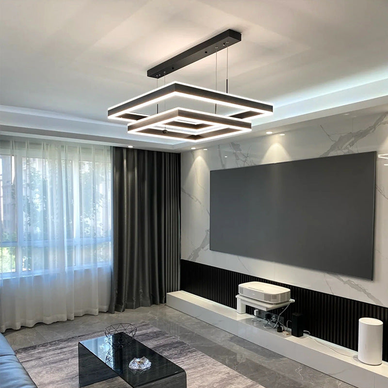 Full spectrum living room chandelier square light luxury post-modern simple atmosphere hall dining room bedroom creative intelligent lighting