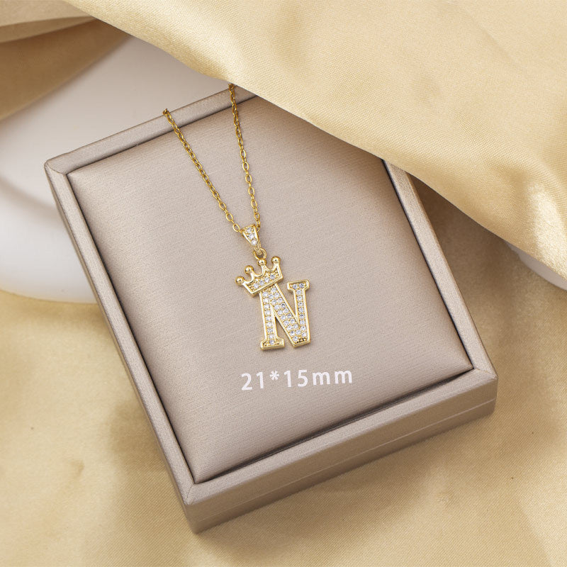 High-end letter layered necklace - 26 alphabet charms, cross-border bestseller, minimalist fashion, premium titanium steel jewelry