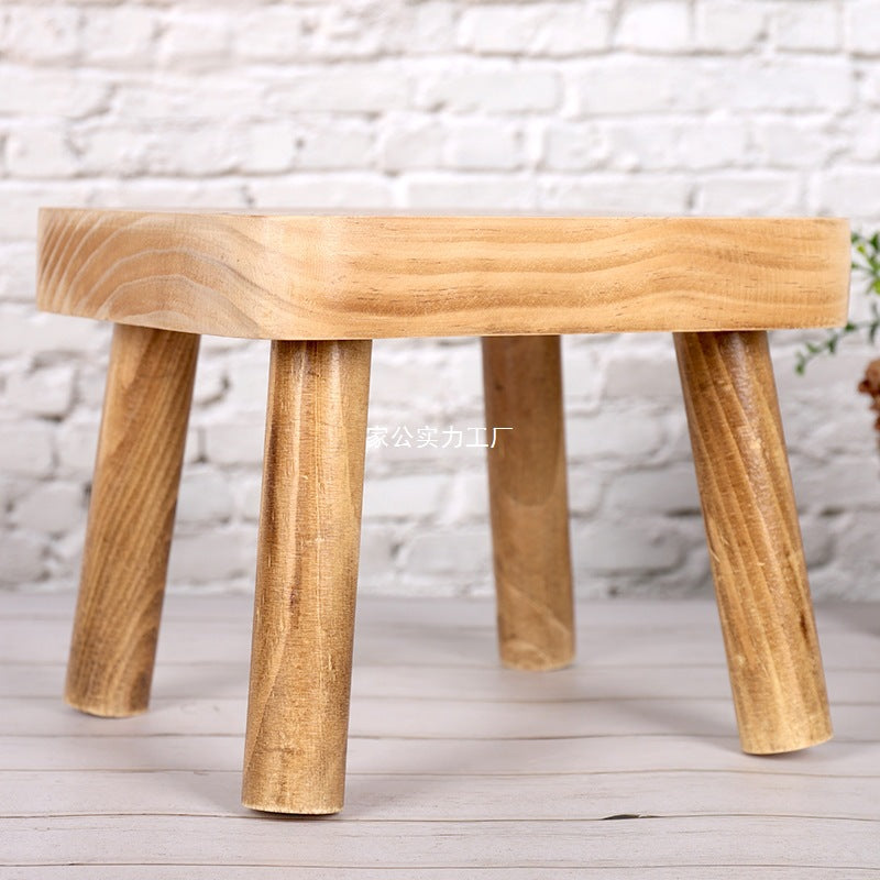 Cross-border pine solid wood stool removable portable household solid wood Mazar small bench small stool square stool