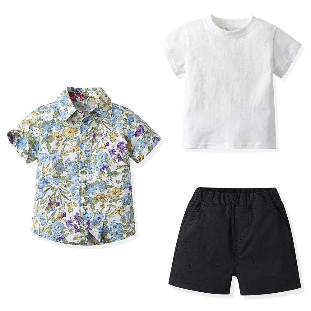 boyssuit summer short-sleeved summernew arrivalchildren's kids boys fashionable cool handsome trendy children's clothing