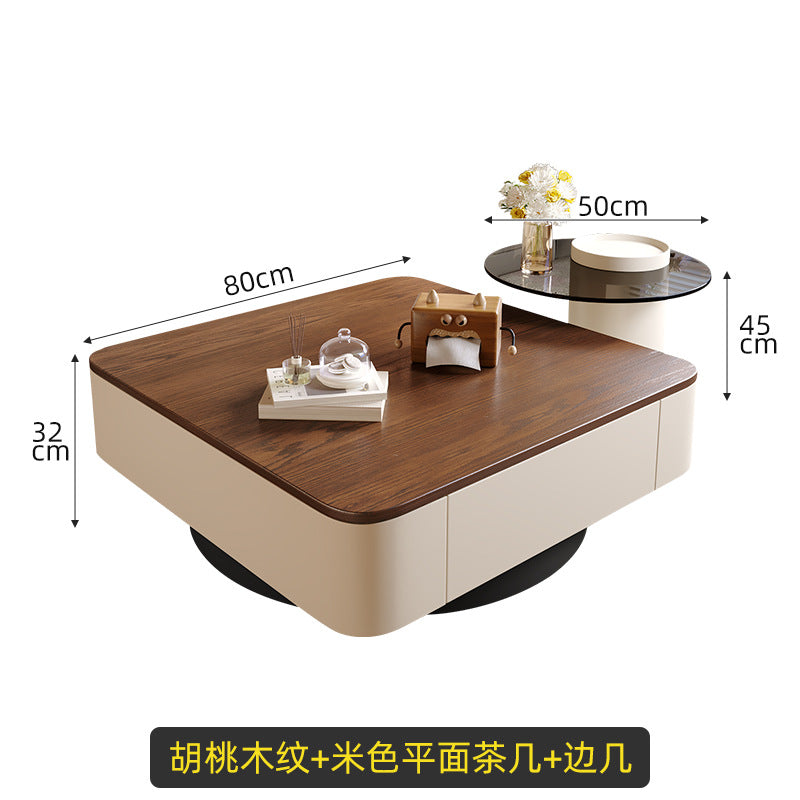 Chinoiserieretro solid wood coffee table living room for home small apartment medieval style walnut color solid wood square coffee table combination