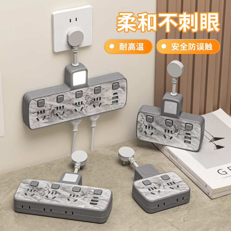 Multi-outlet power strip with usb ports, night light, and individual switches - ideal for office, dorm, and home use