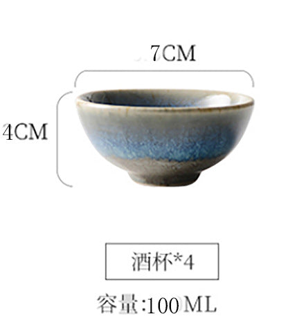 Japanese ceramic kiln turns blue wine set japanese red wine glass wine bottle set yellow wine soju white wine glass sake bottle cup