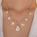 Wholesale seashell pendant necklaces - amazon cross-border conch accessories - women's minimalist irregular starfish pearl choker necklaces