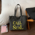 Casual and lazy style letterprintingsatchel bag koreanniche style polka dot canvas bag large capacity work clothing tote bag