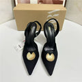 Za2025autum new fashion woven surface women's shoes classypointed toe high heels women's embellished metal flower sandals
