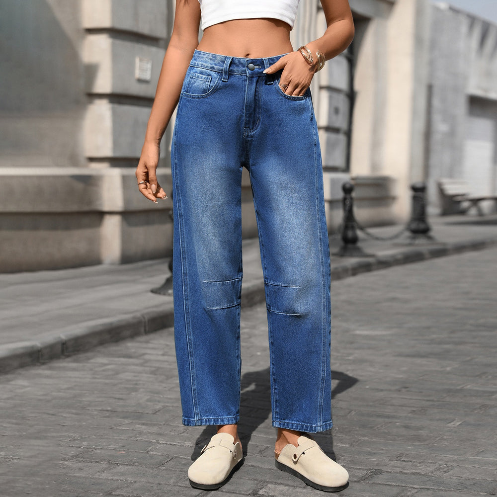 Wishfashion cross-border export women's clothing  independent station new washed loose wide-leg jeans nine-point pants