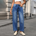 Wishfashion cross-border export women's clothing  independent station new washed loose wide-leg jeans nine-point pants
