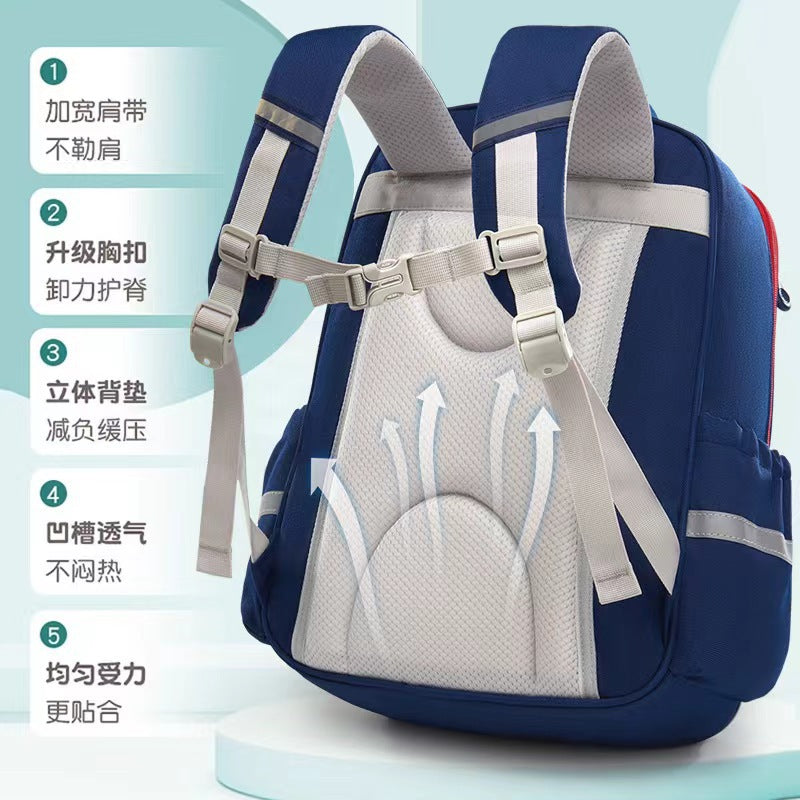 New arrival primary school students british style 1-6 grade stress relief spine protection lightweight large capacity school bag kids color matching backpack