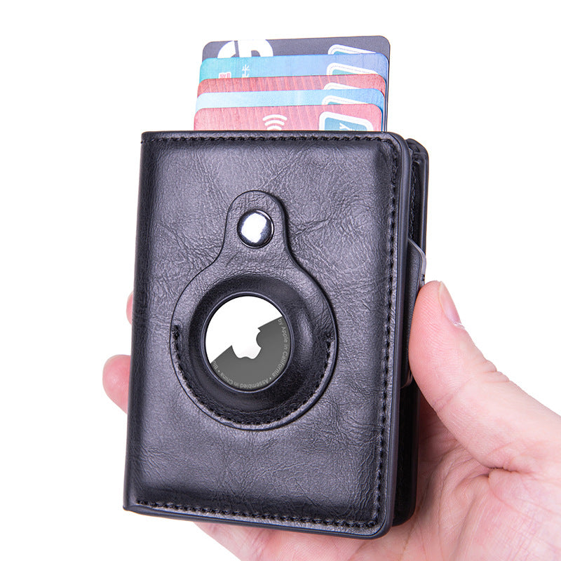 new RFID Apple tracker case airtag locator card box Crazy Horse carbon fiber card bag