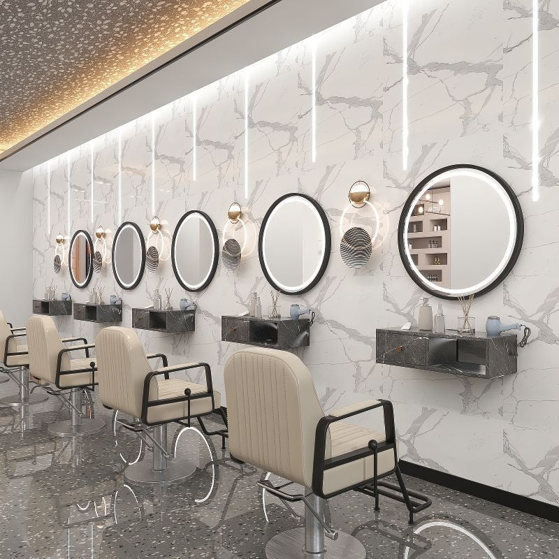 Influencer-approved barber shop mirror table, salon wall-mounted minimalist hairdressing mirror, touch-control led hairdressing mirror