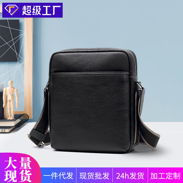 Trend fashion leather men's bag large capacity first layer cowhide men's messenger bag casual anti-splashing men's shoulder bag