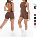 fashionnew arrival beautiful back vest pleated butt lift short jumpsuit sports running fitness jumpsuit yoga wear
