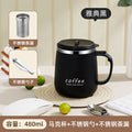 304 stainless steel mug with lid, creative logo design, high-value aesthetic, includes tea infuser, office coffee cup, wholesale gift option