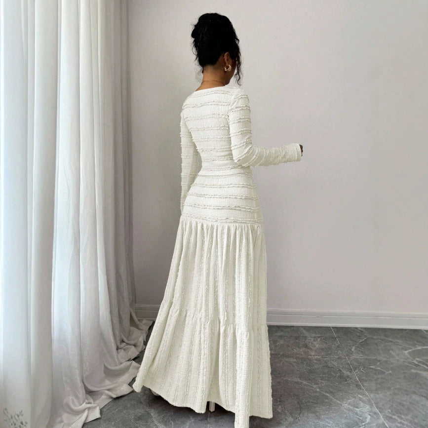 european and american cross-border women's high-waisted a-line skirt - slimming, casual, versatile, mid-length a-line ruffle tiered skirt