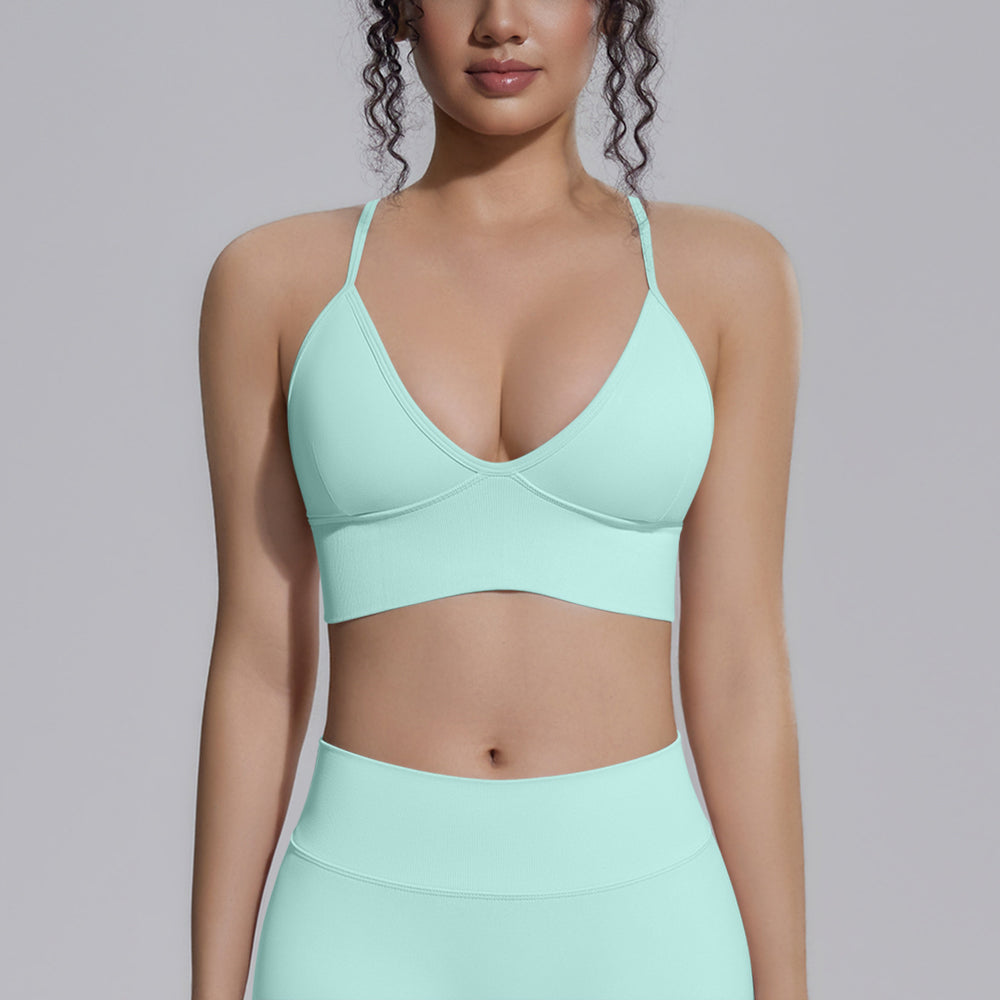 New double-strap seamless yoga bra - sexy back design, quick-dry activewear top for running, fitness, and yoga