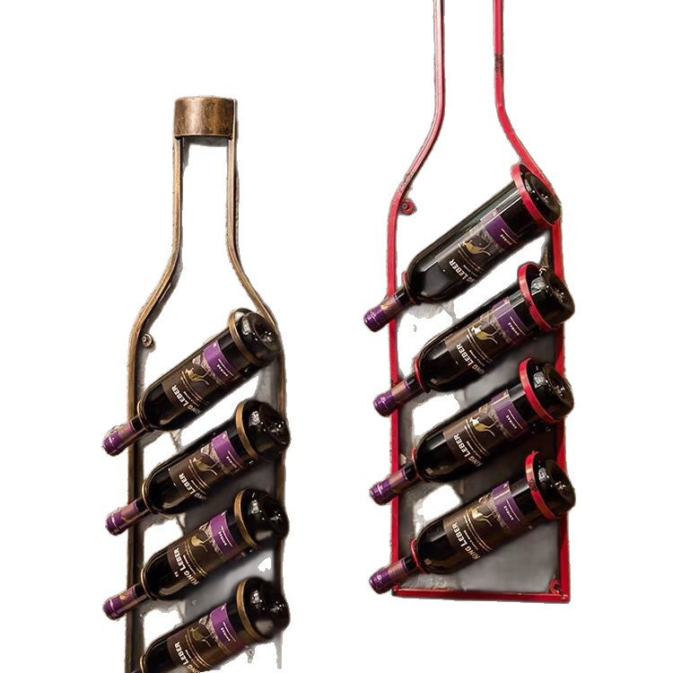 American industrial style iron hanging wine rack - bar, home, living room, bar counter, wall-mounted wine rack, wine storage