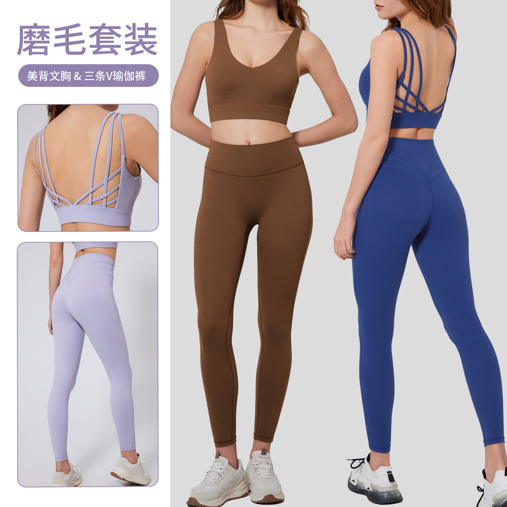 European and american plus size activewear set for women - beautiful back, butt-lifting workout leggings - new cross-border yoga outfit set