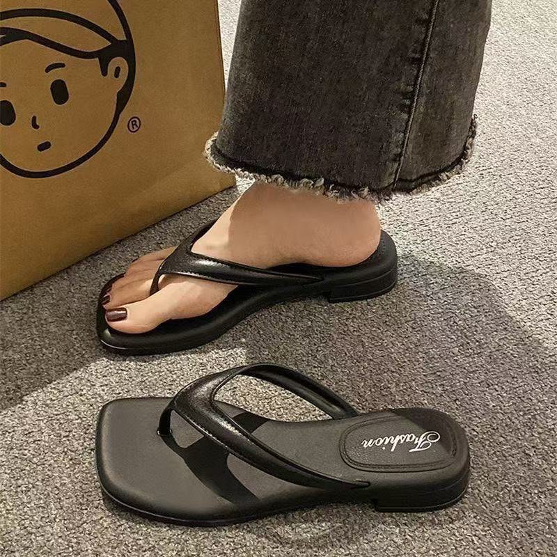 flip-flops for women, summer fashion outwear 2026new arrivalthick sole, pure color beach flip-flops, summer