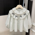 Springnew arrivalgirlshirt baby girlfashionk-stylelong sleeves shirt stylekidstopscasual children's clothing trendy