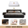 Accessible luxury genuine leather bed storage double bed casual italian puff bed master bedroom scandinavian leather bed head layer cowhide bed