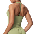New brushed fabric tie-up long sleeve sports bra with open back, drawstring wide-leg loose pants, outdoor casual fitness outfit