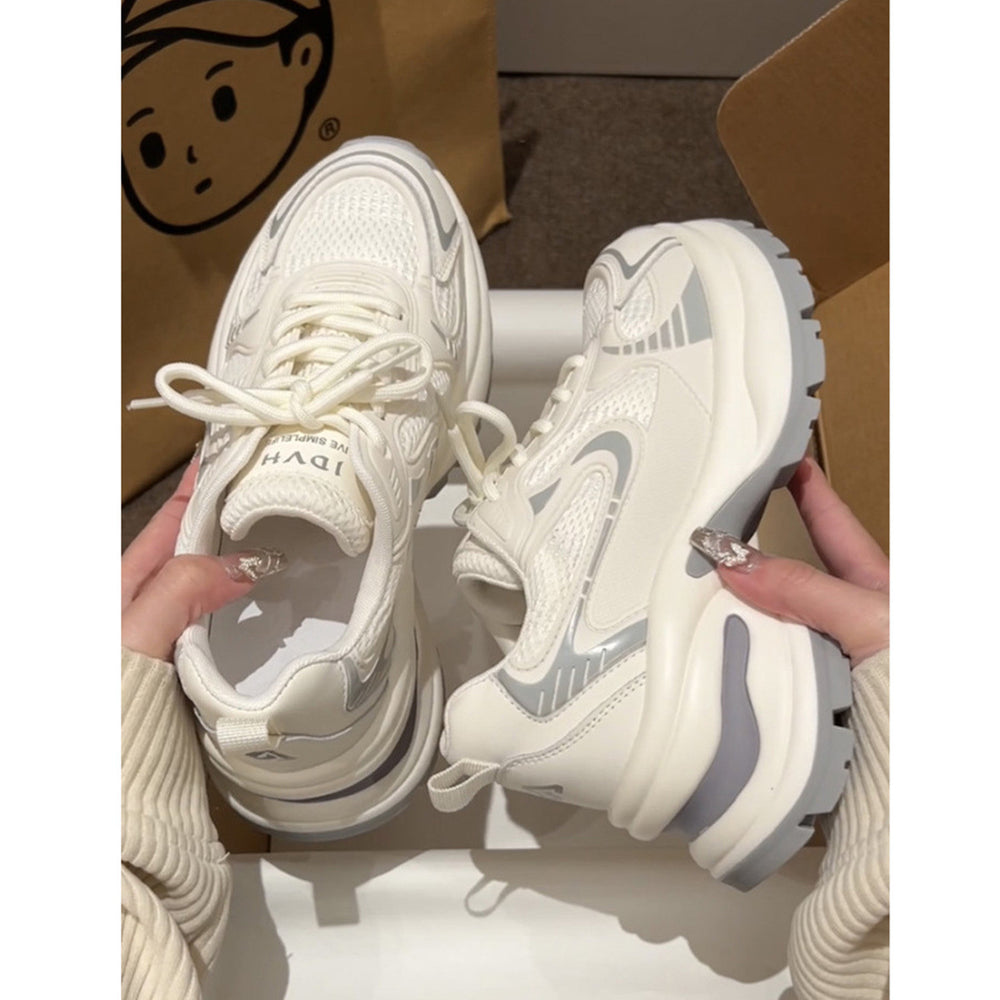 Thick sole dad shoes for women 2026summernew arrivalwhitepetites street style thin mesh breathable sneakers