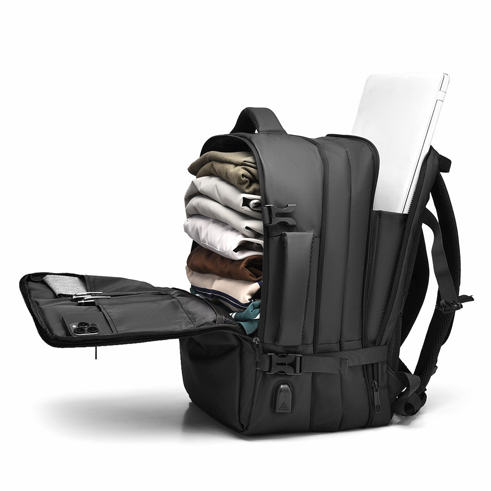 Simple solid color backpack 2025 large capacity expandable business handbag commuting out leisure travel bag