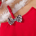 girl summer red shoulder suspender bowstops leopard print short skirt with same color belt suit