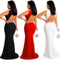 X5580   nightclub style sexy rhinestone mesh see-through sleeveless backless maxi dress for women
