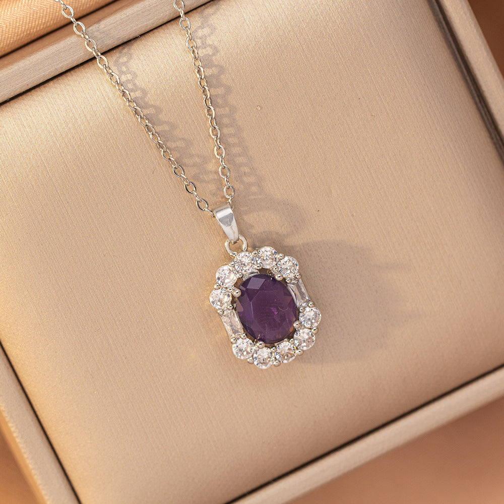 [titanium steel] amazon’s most popular emerald temperament necklace for women, accessible luxury, high-end fashion, simple clavicle chain jewelry