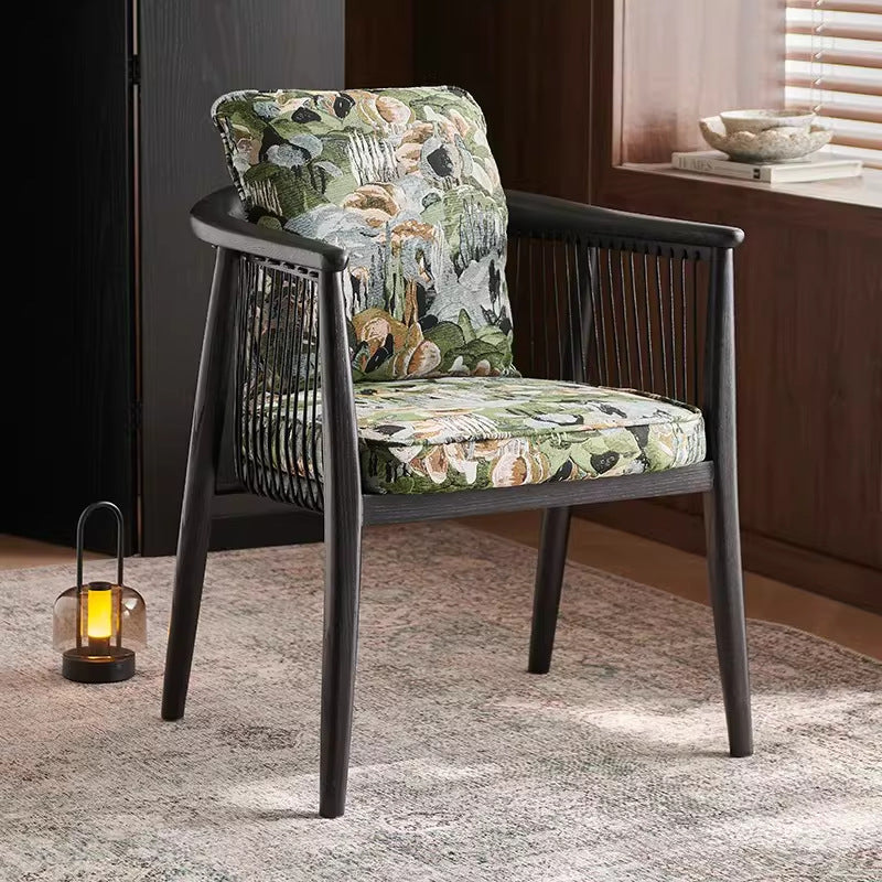 New chinoiserie restaurant violin solid wood accessible luxury dining table and chair tea room design classy armrest for home walnut master chair