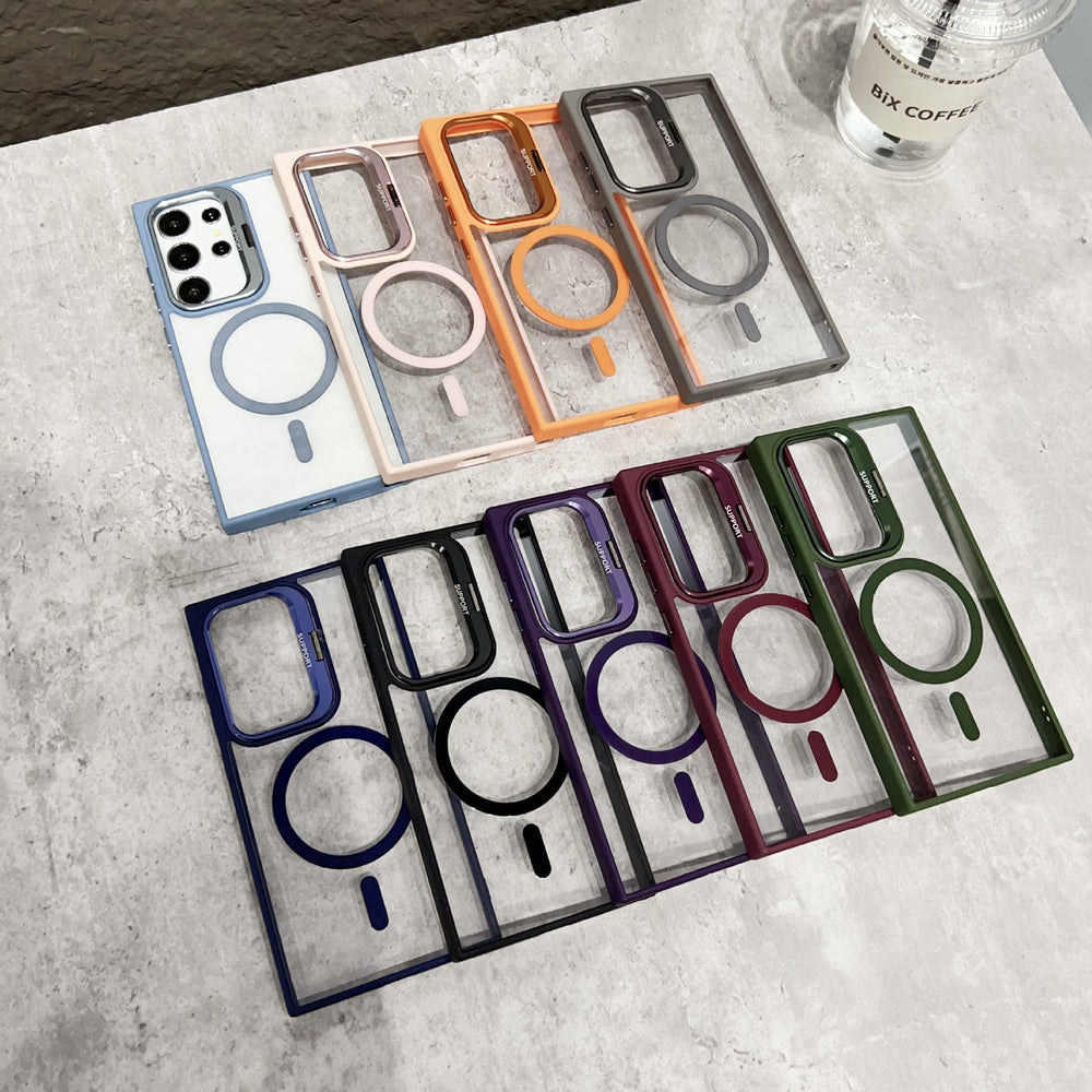 Suitable for samsung s26ultra magnetic phone case metal invisible u1 bracket s24fe transparent magnetic protective case