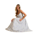european and american cross-border french floral print a-line maxi dress